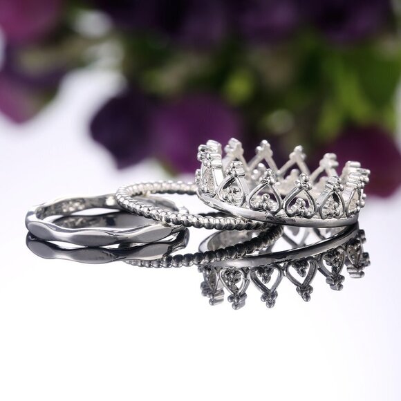 🍁 3pcs/Set Lovely Shiny Heart Cocktail Party Beautiful Ring for Women, PD514 - Picture 5 of 6